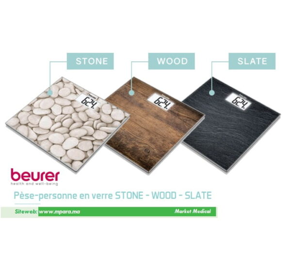 Pèse personne en verre STONE - WOOD - SLATE GS-203 beurer