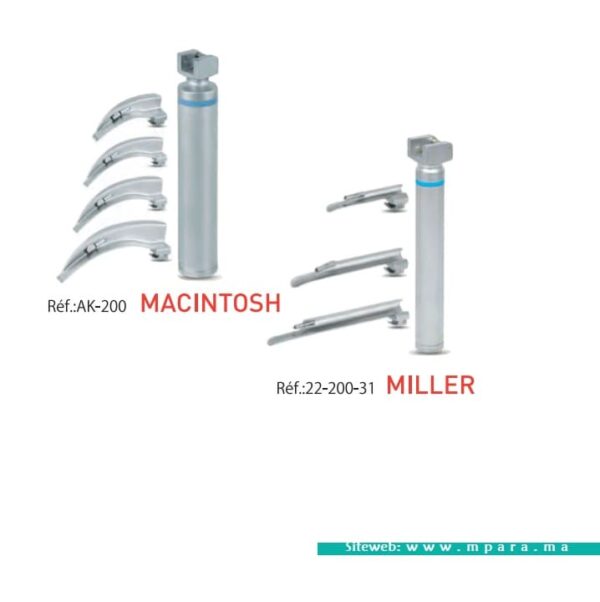 LARYNGOSCOPE MCINTOSH - LARYNGOSCOPE MILLER 3LAMES/4LAMES