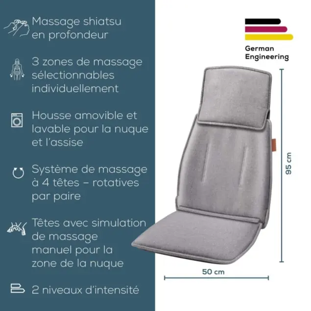 Housse de Siège de Massage Élégante 4D avec 3 Zones de Massage – Beurer MG-330 - الصورة 10